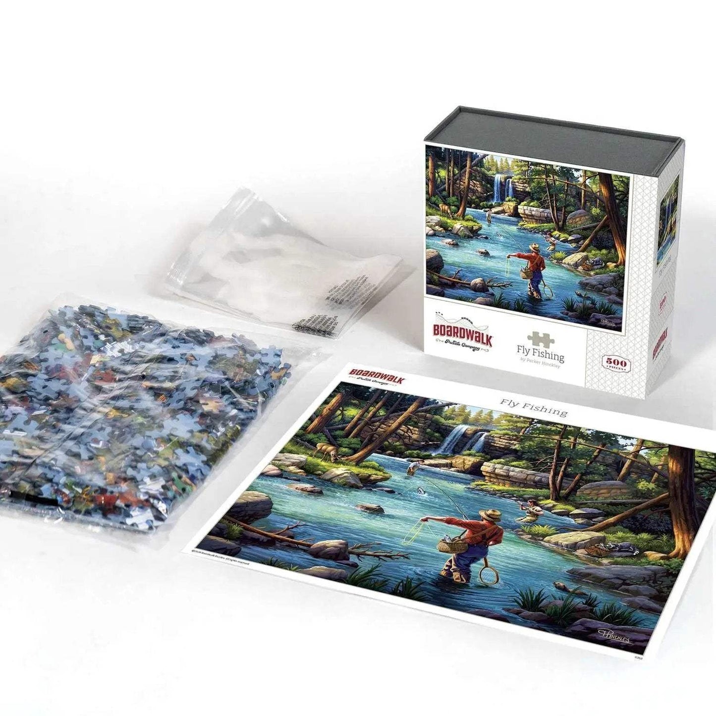 Fly Fishing Puzzle 500 Piece Boardwalk Relaxing River Scene - ToylandEU