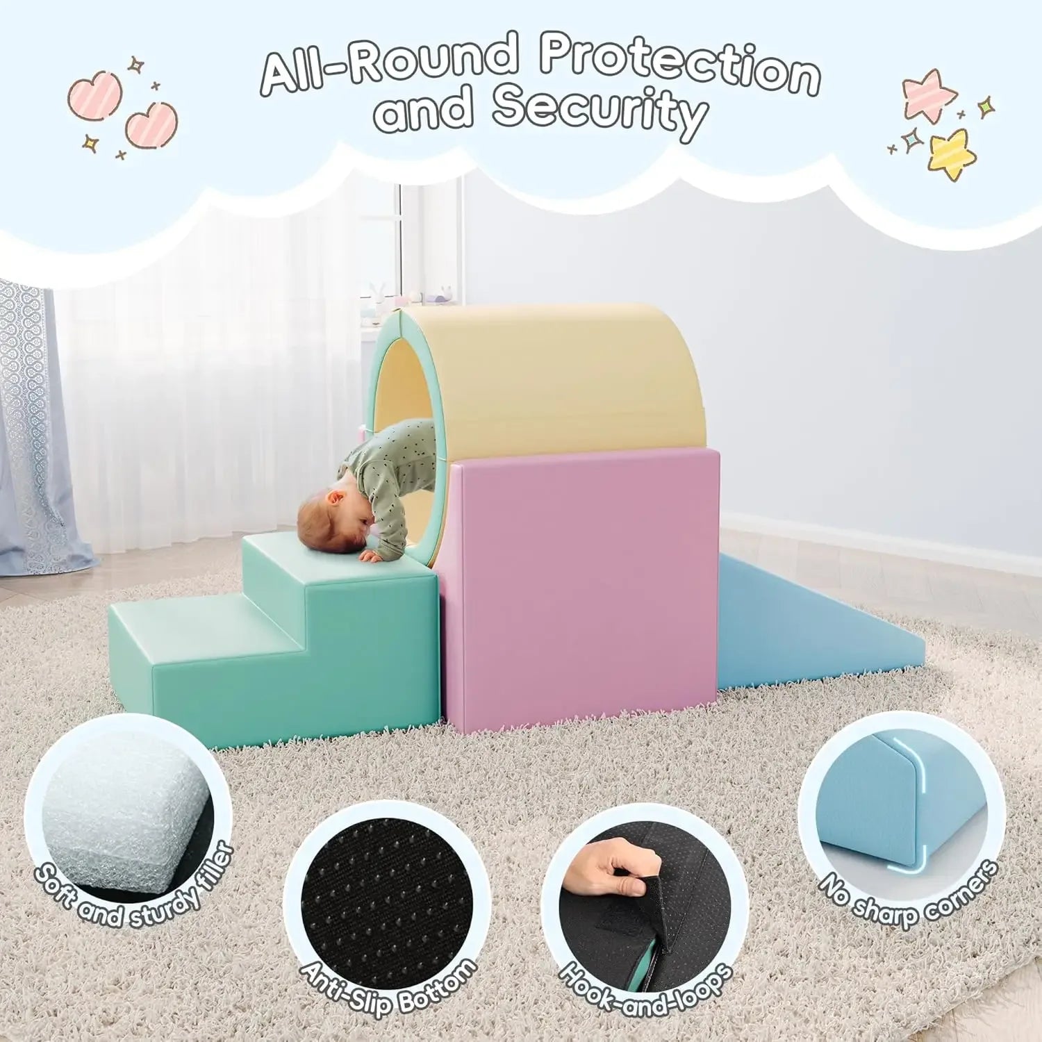 Foam Climber Tunnel Play Set For Toddlers Safe Indoor Crawl - ToylandEU