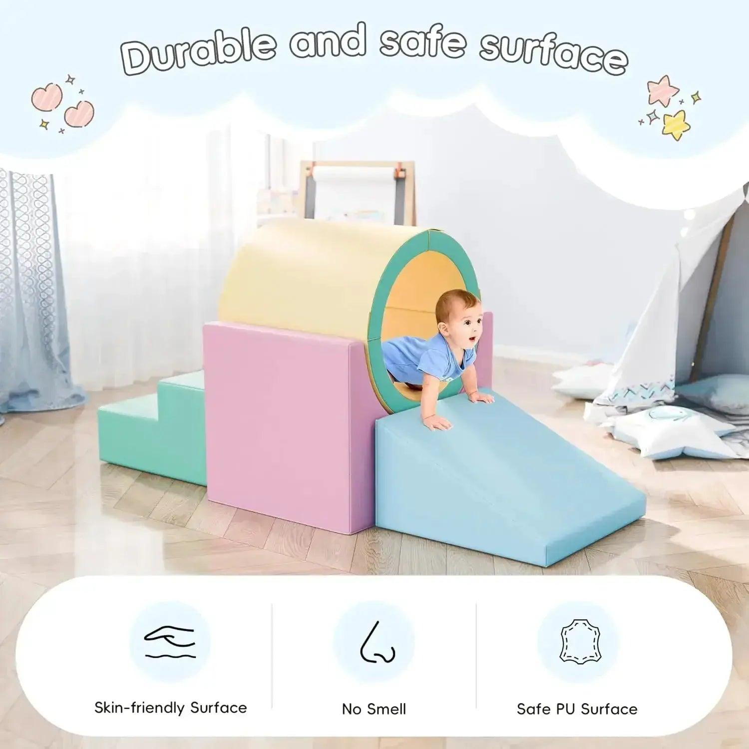  Foam Climber Tunnel Play Set Toddlers Safe Indoor -  ToylandEU™