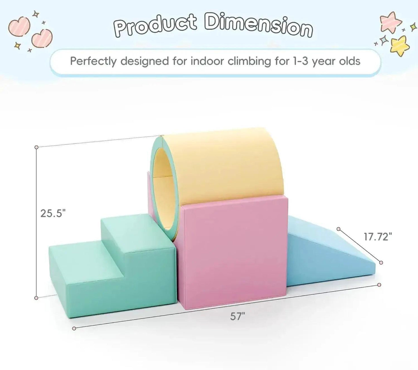  Foam Climber Tunnel Play Set Toddlers Safe Indoor -  ToylandEU™