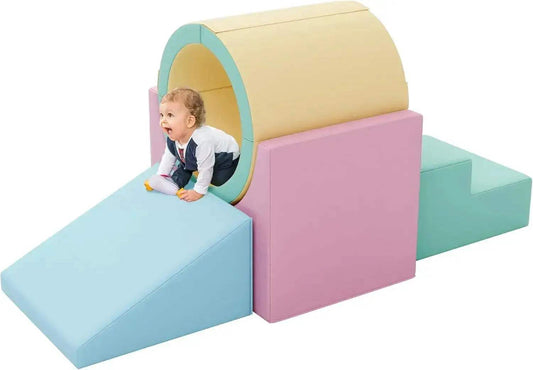  Foam Climber Tunnel Play Set Toddlers Safe Indoor -  ToylandEU™