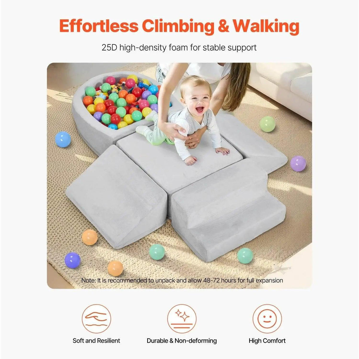  VEVOR 5 Piece Baby Foam Climbing Blocks Toys with Ball Pit Kids Indoor Climb and Crawl Activity Playset for Toddlers Crawling -  ToylandEU™