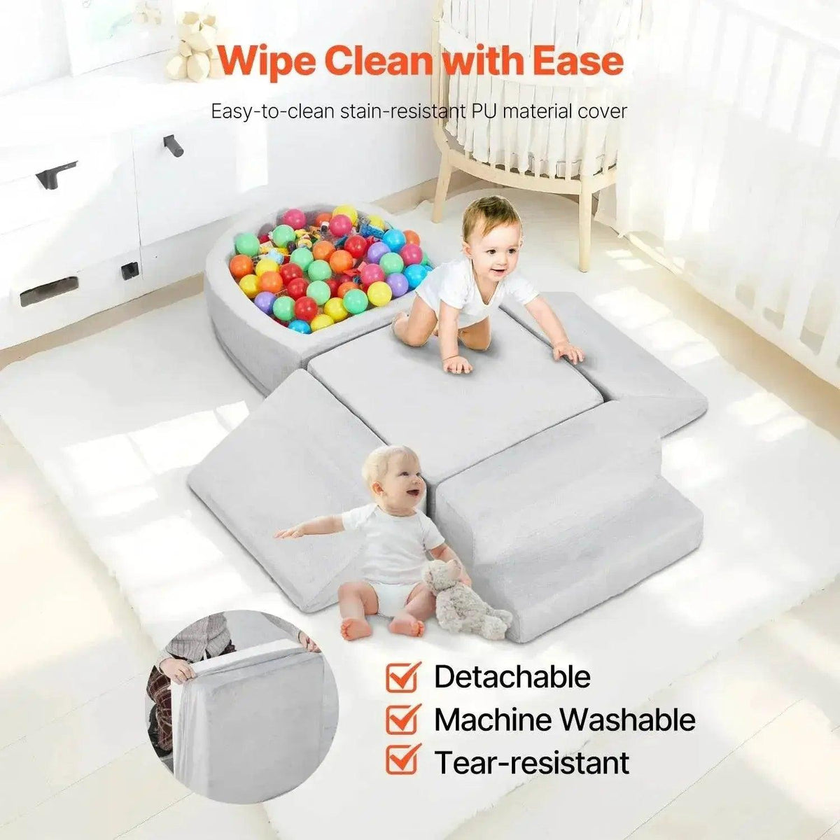  VEVOR 5 Piece Baby Foam Climbing Blocks Toys with Ball Pit Kids Indoor Climb and Crawl Activity Playset for Toddlers Crawling -  ToylandEU™