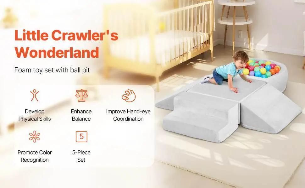  VEVOR 5 Piece Baby Foam Climbing Blocks Toys with Ball Pit Kids Indoor Climb and Crawl Activity Playset for Toddlers Crawling -  ToylandEU™
