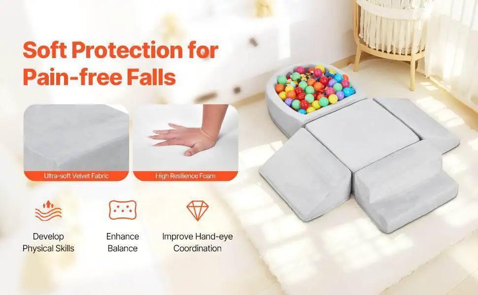 VEVOR 5 Piece Baby Foam Climbing Blocks Toys with Ball Pit Kids Indoor Climb and Crawl Activity Playset for Toddlers Crawling -  ToylandEU™