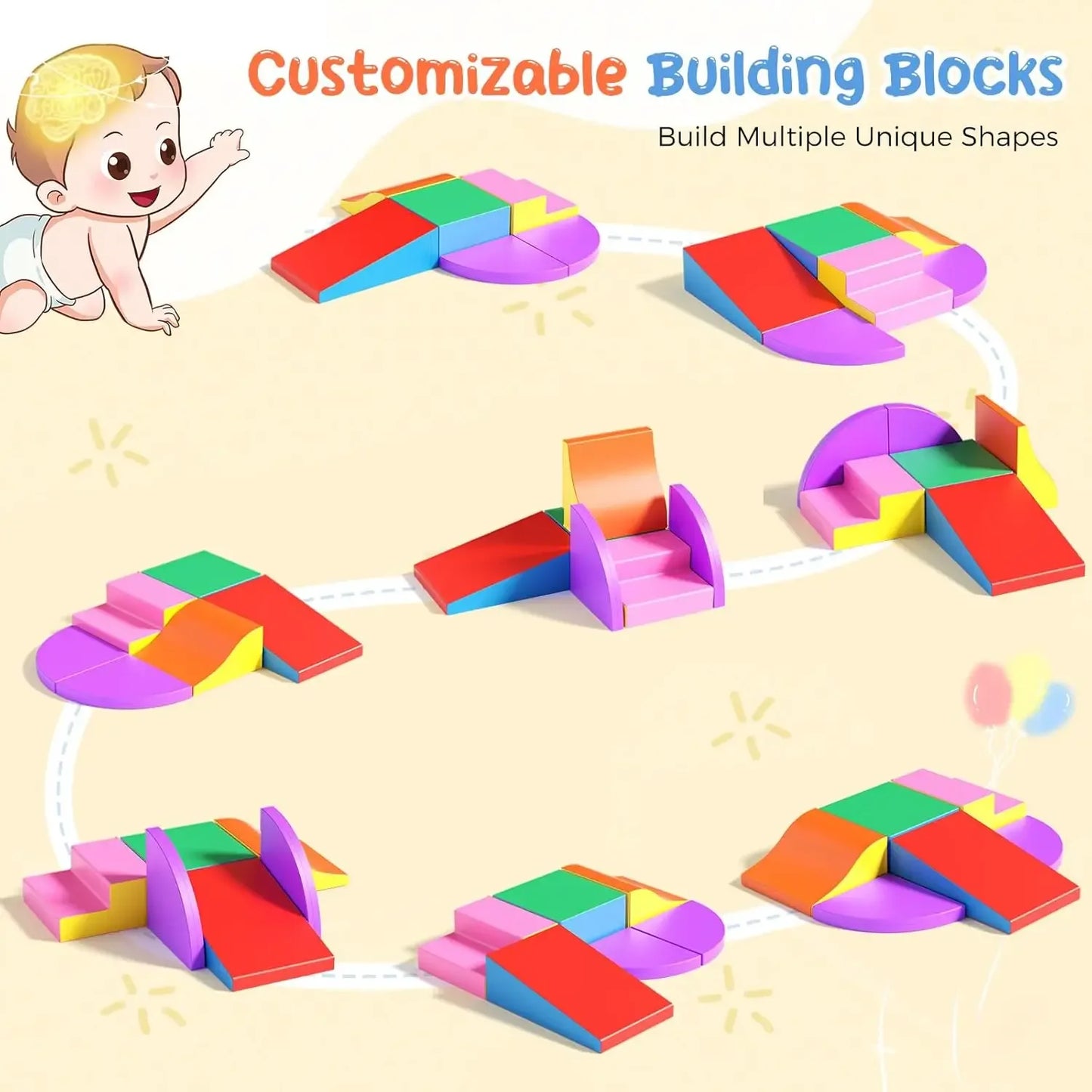 Foam Climbing Blocks For Toddlers Soft Indoor Play Foldable Tunnel - ToylandEU
