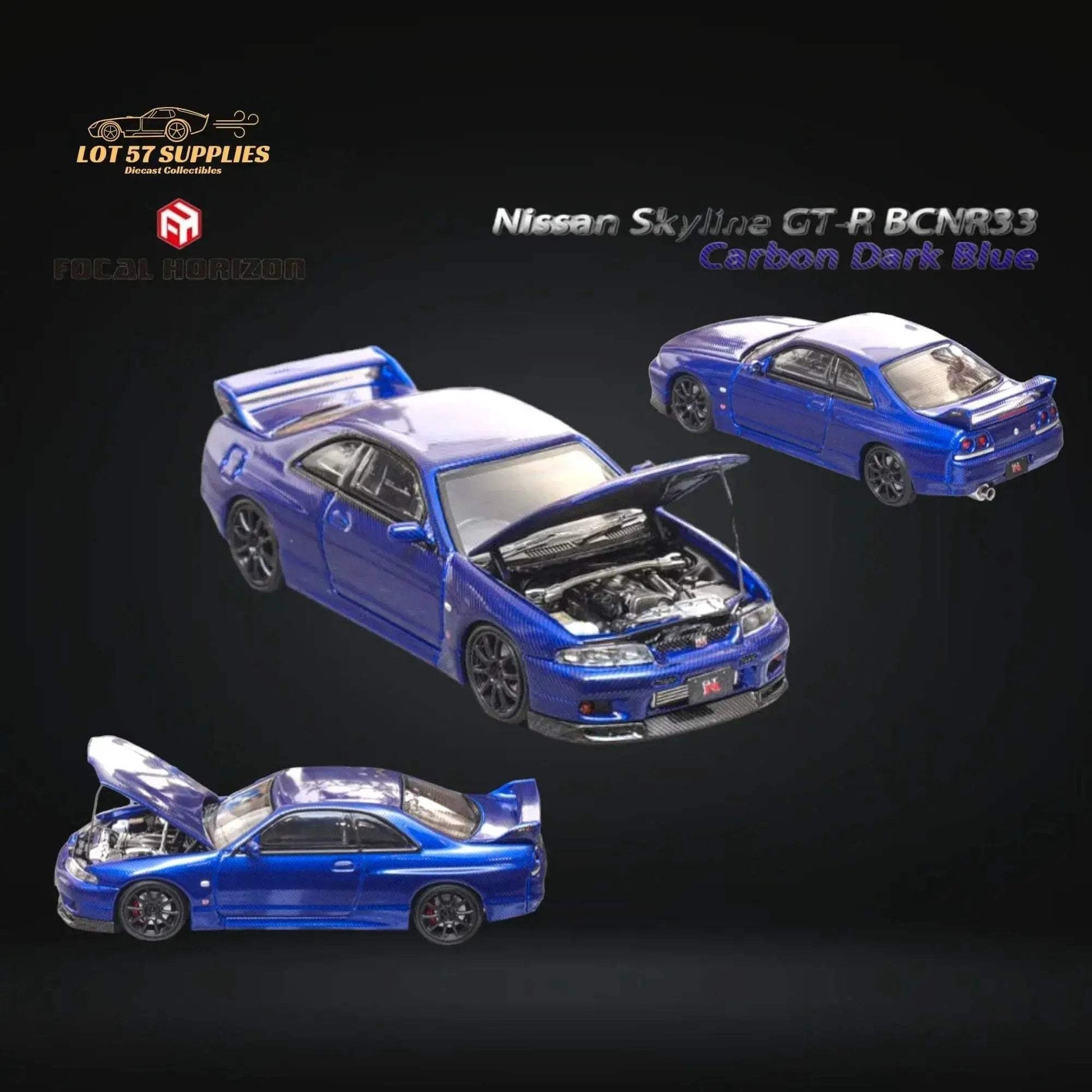 Focal Horizon Skyline GT-R R33 GT-R 4th Gen BCNR33 Full Carbon Dark blue 1:64 - ToylandEU