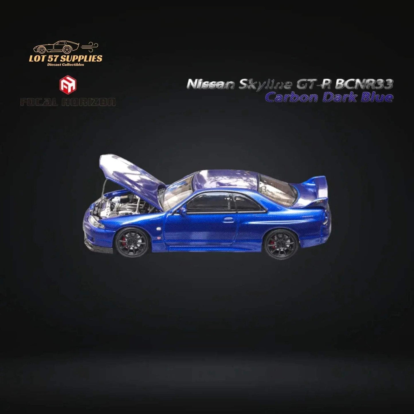 Focal Horizon Skyline GT-R R33 GT-R 4th Gen BCNR33 Full Carbon Dark blue 1:64 - ToylandEU