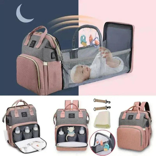  Foldable Diaper Bag Mommy Backpack With Crib Bed -  ToylandEU™