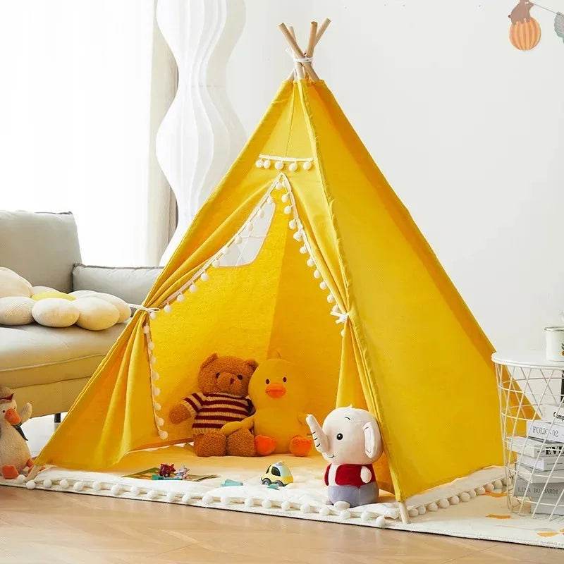Foldable Kids Teepee Tent 1.6M Cotton Linen At Home - ToylandEU