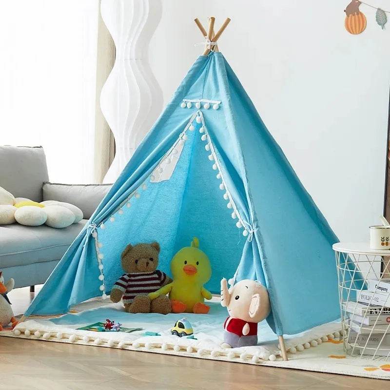 Foldable Kids Teepee Tent 1.6M Cotton Linen At Home - ToylandEU