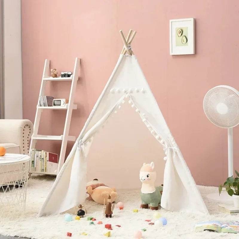 Foldable Kids Teepee Tent 1.6M Cotton Linen At Home - ToylandEU