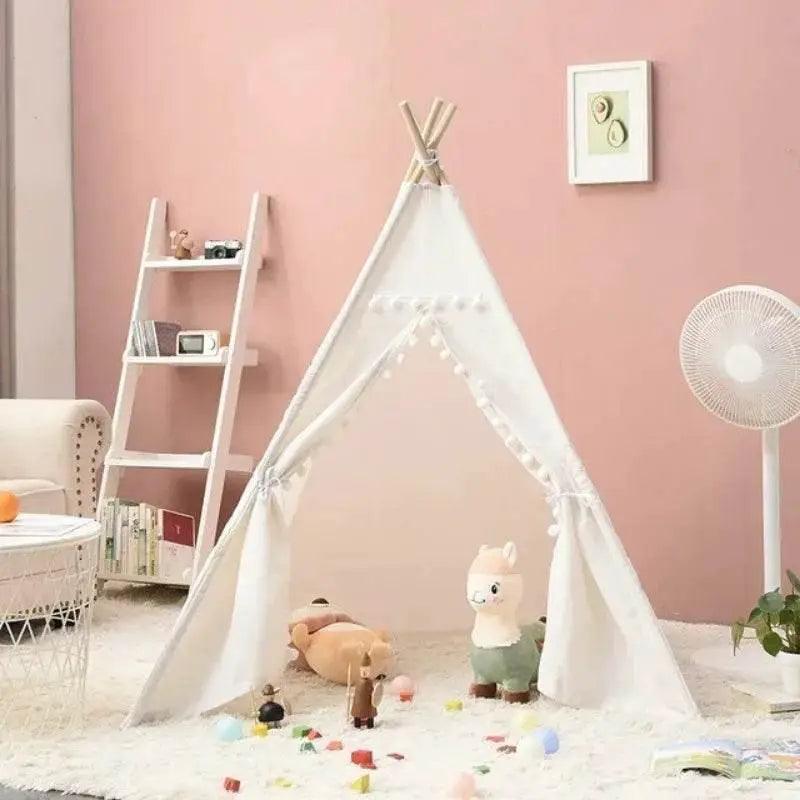  Foldable Kids Teepee Tent 1.6M Cotton Linen Toyland EU -  ToylandEU™