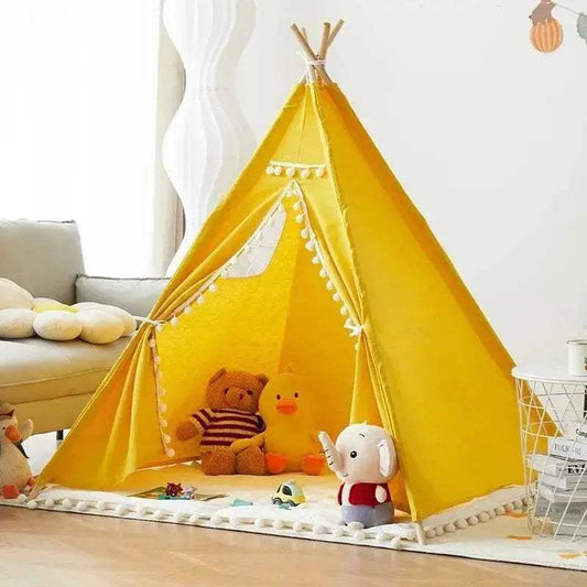  Foldable Kids Teepee Tent 1.6M Cotton Linen Toyland EU -  ToylandEU™