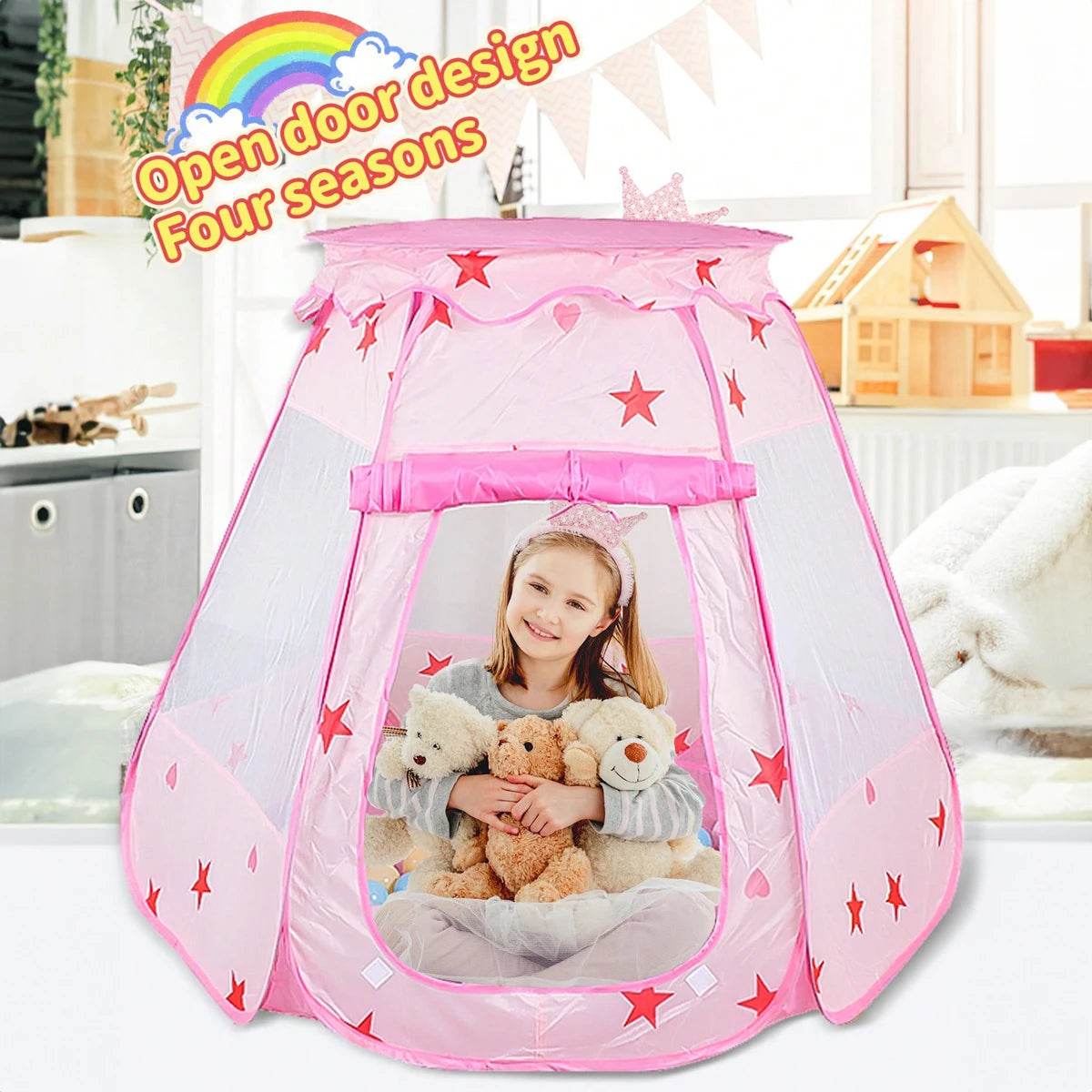 Foldable Kids Tent Playhouse Princess Dream For Girls - ToylandEU