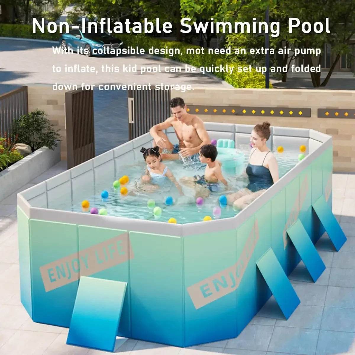 Foldable Pool, Non-Inflatable Hard Plastic Portable Kids' Pool - ToylandEU