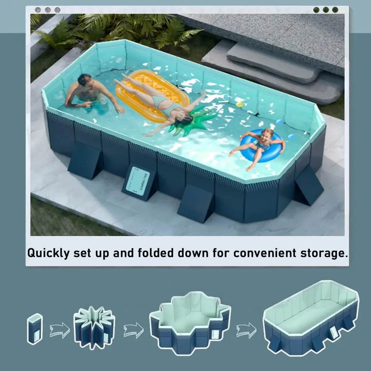 Foldable Pool, Non-Inflatable Hard Plastic Portable Kids' Pool - ToylandEU