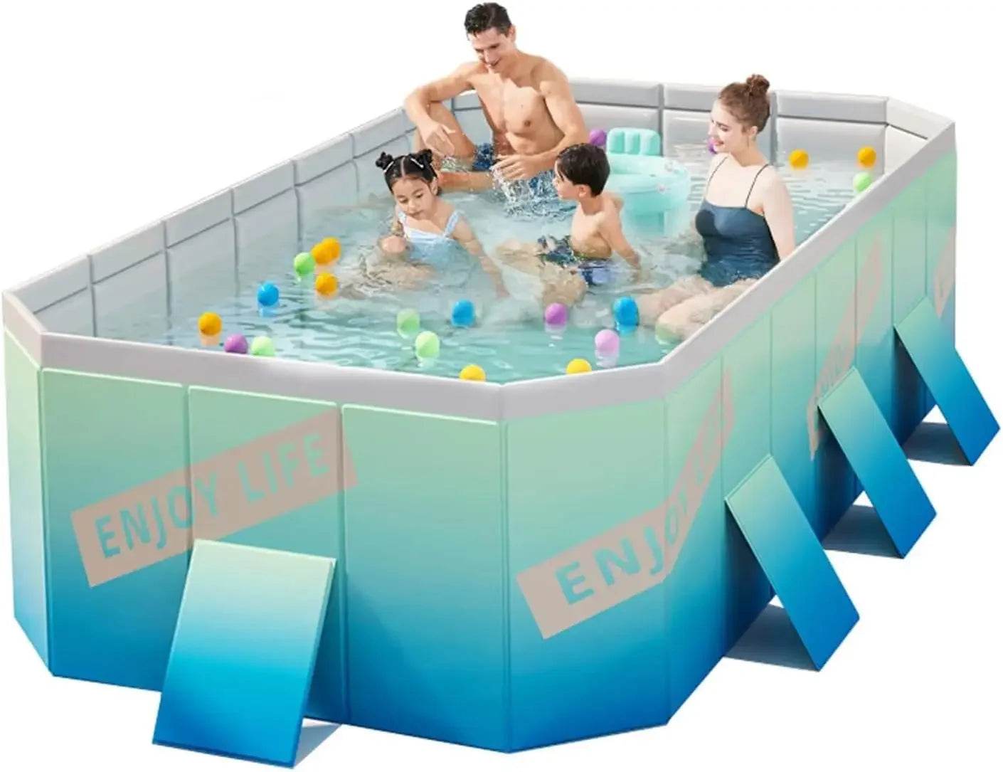 Foldable Pool, Non-Inflatable Hard Plastic Portable Kids' Pool - ToylandEU