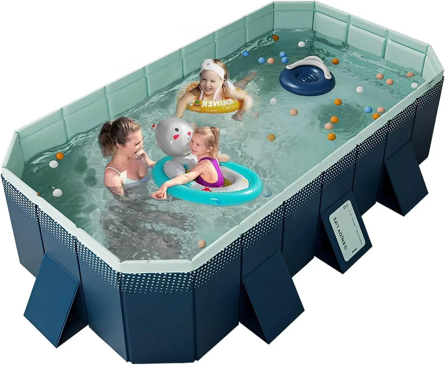 Foldable Pool, Non-Inflatable Hard Plastic Portable Kids' Pool - ToylandEU
