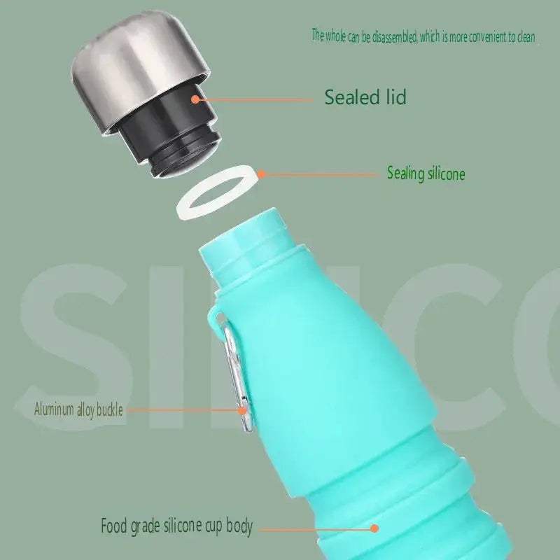 Foldable Silicone Water Bottle 550ml Travel Ready Eco Friendly - ToylandEU