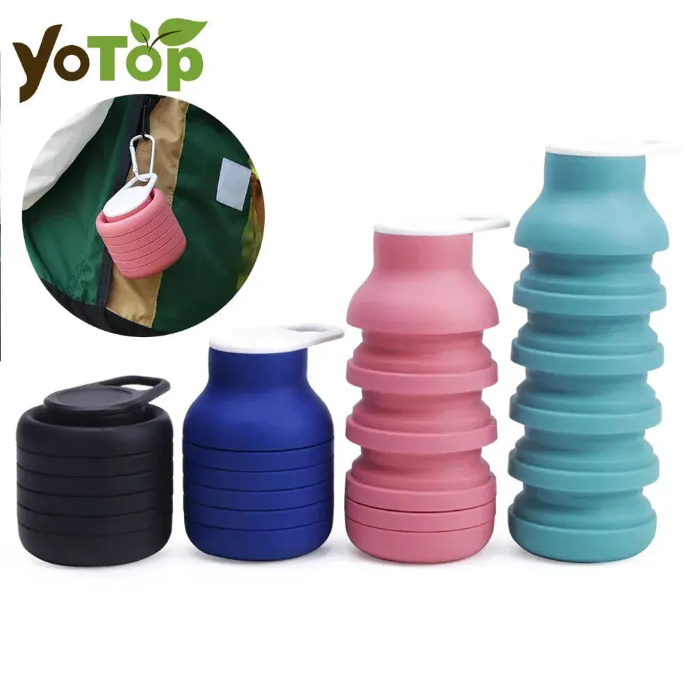 Foldable Silicone Water Bottle 600ml BPA Free Lightweight Portable - ToylandEU