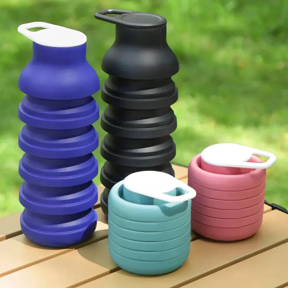 Foldable Silicone Water Bottle 600ml BPA Free Lightweight Portable - ToylandEU