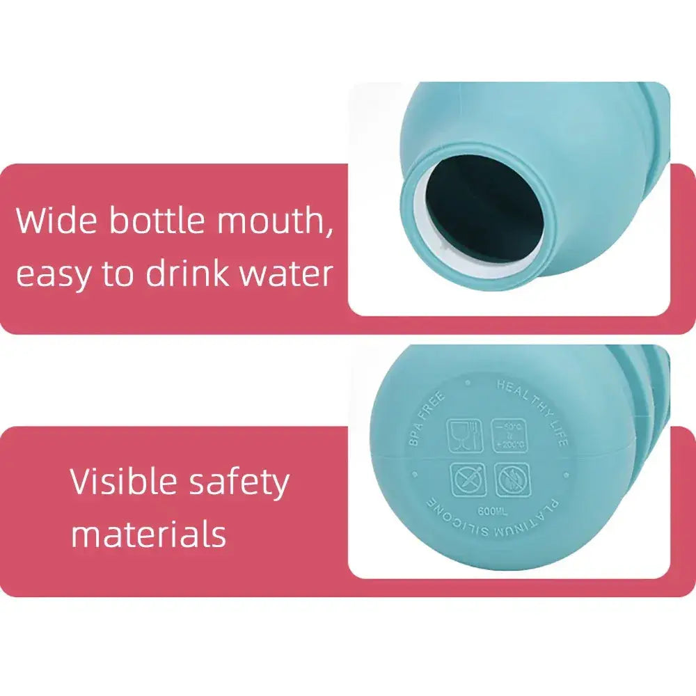 Foldable Silicone Water Bottle 600ml BPA Free Lightweight Portable - ToylandEU