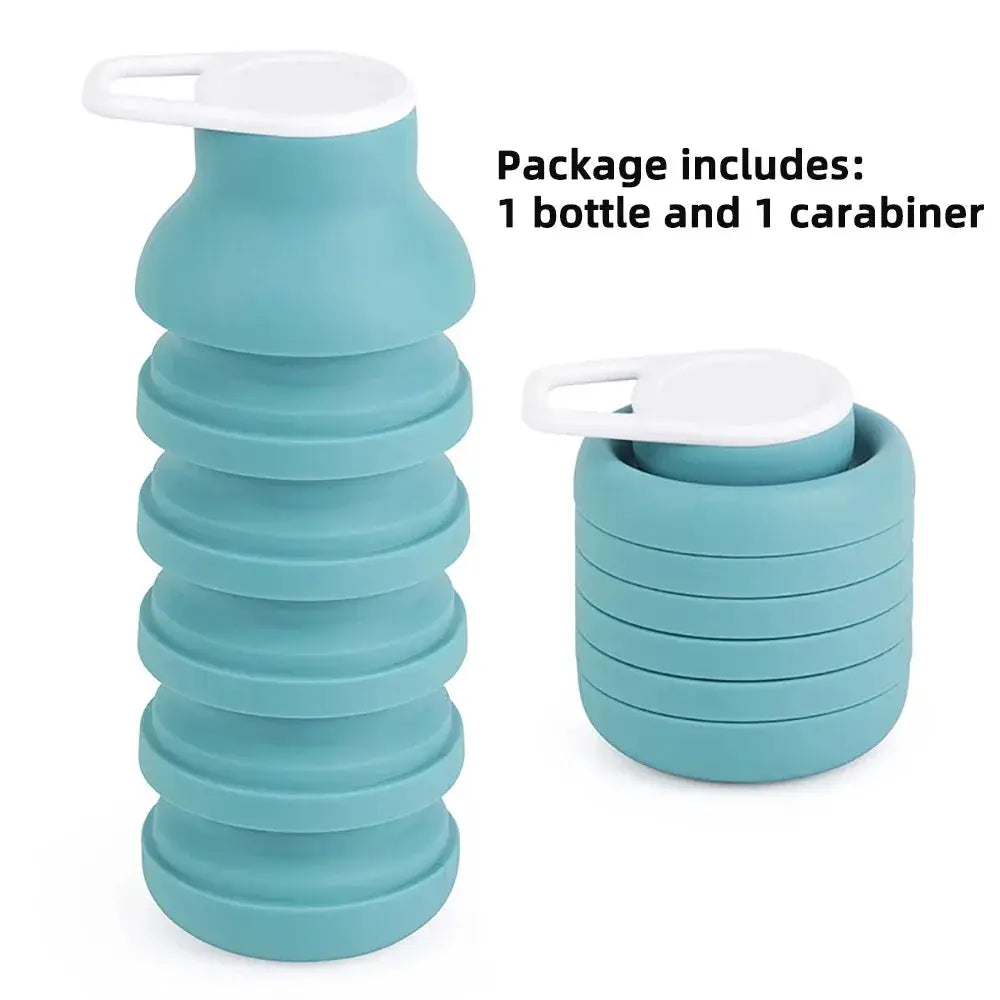 Foldable Silicone Water Bottle 600ml BPA Free Lightweight Portable - ToylandEU