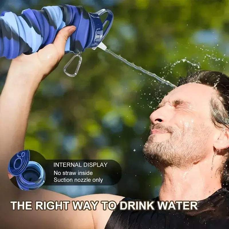 Foldable Silicone Water Bottle With Carabiner Leakproof For Sports - ToylandEU