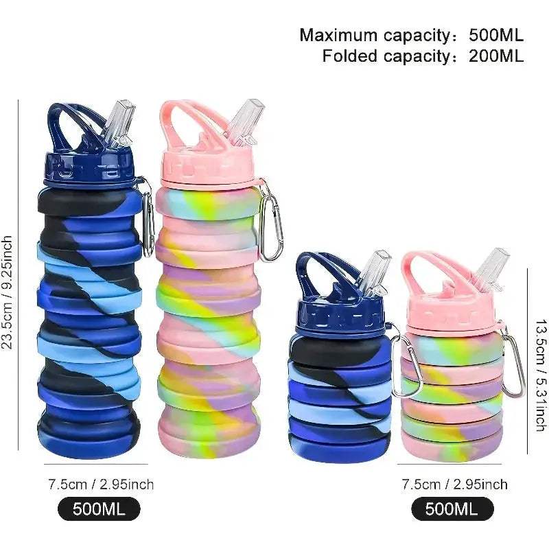 Foldable Silicone Water Bottle With Carabiner Leakproof For Sports - ToylandEU