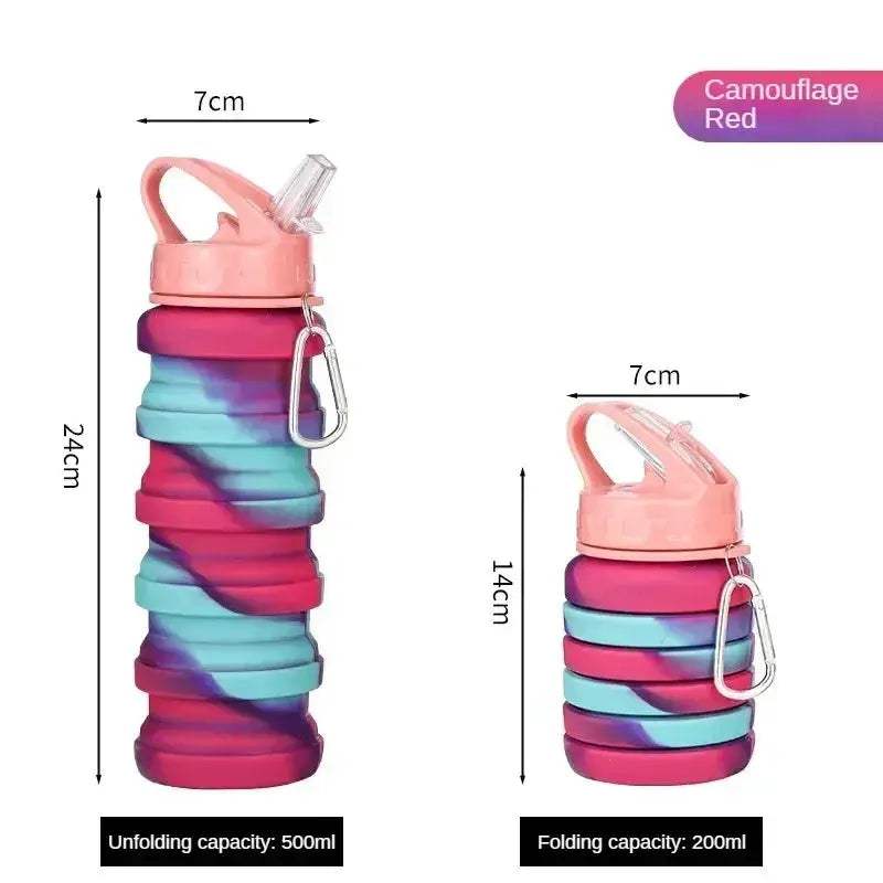 Foldable Silicone Water Bottle With Carabiner Leakproof For Sports - ToylandEU