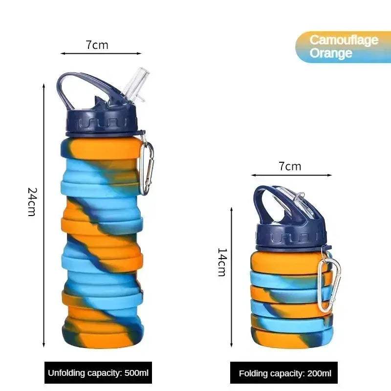 Foldable Silicone Water Bottle With Carabiner Leakproof For Sports - ToylandEU