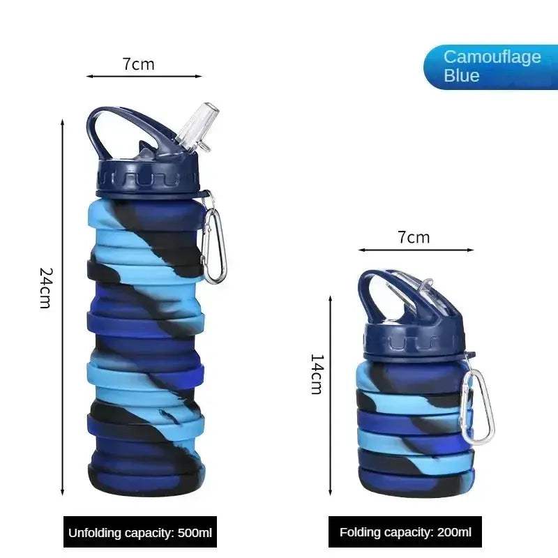 Foldable Silicone Water Bottle With Carabiner Leakproof For Sports - ToylandEU