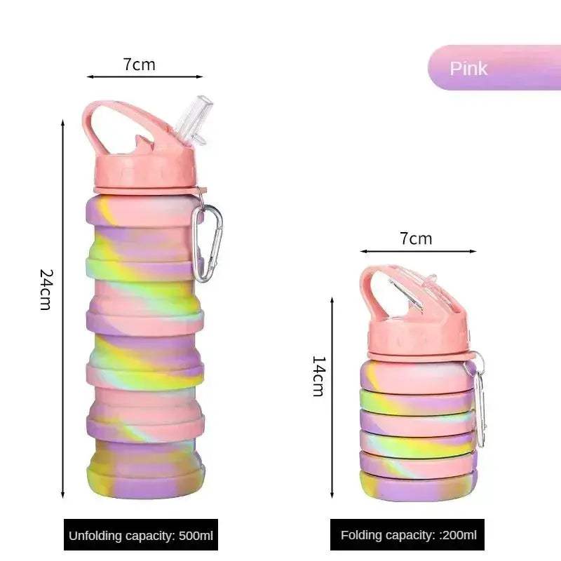 Foldable Silicone Water Bottle With Carabiner Leakproof For Sports - ToylandEU