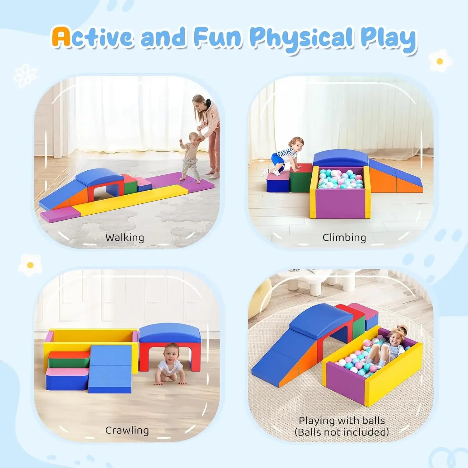 Foldable Soft Play Climbing Blocks For Toddlers Ball Pit - ToylandEU