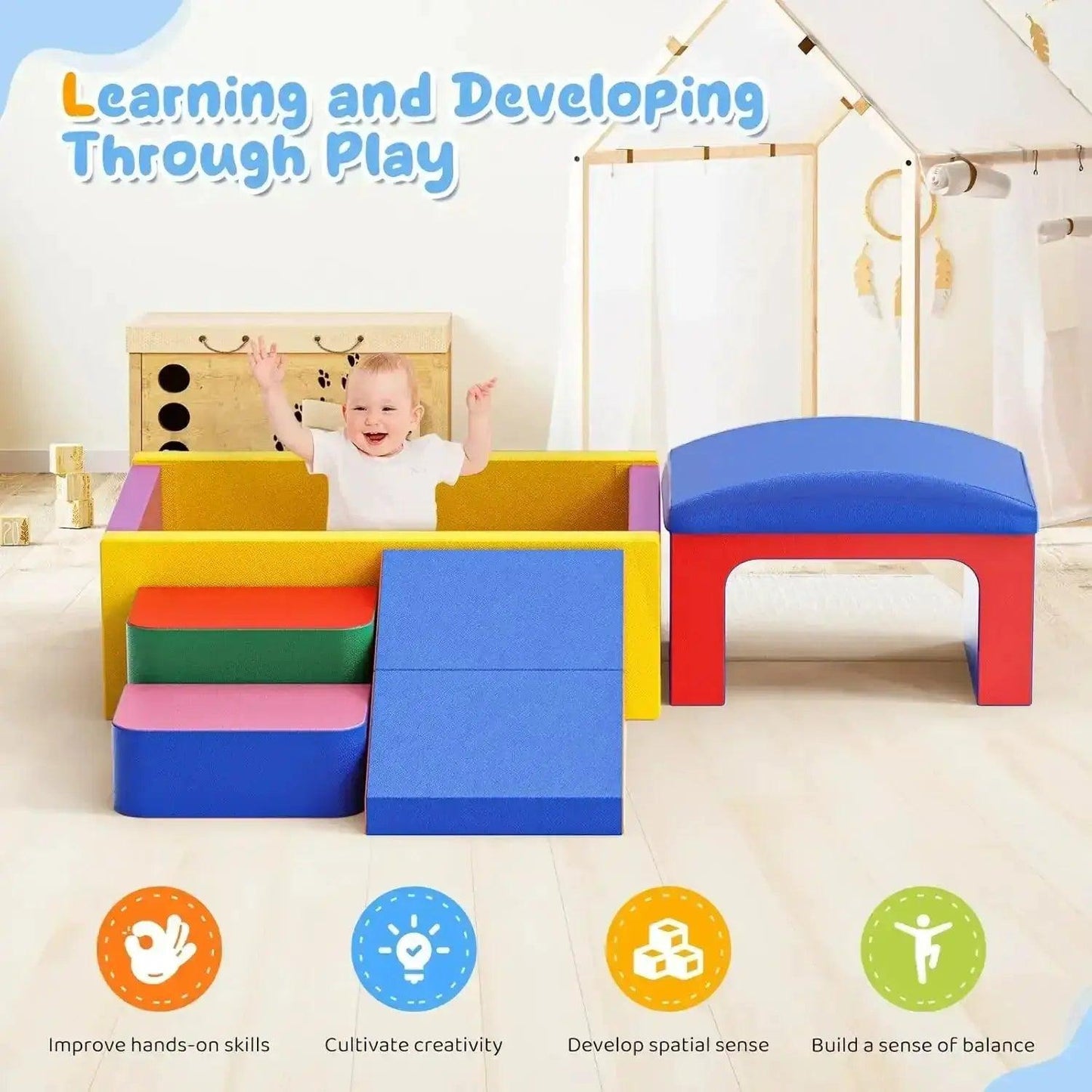 Foldable Soft Play Climbing Blocks For Toddlers Upgrade -  ToylandEU™