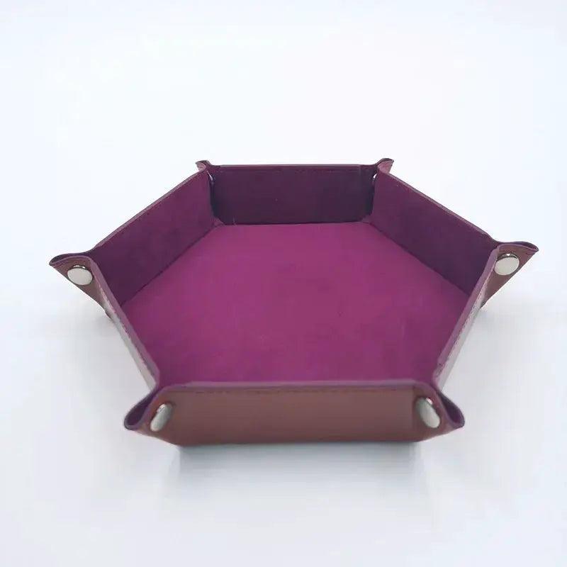  Folding Hexagon Dice Tray Leather Velvet Mat Storage -  ToylandEU™