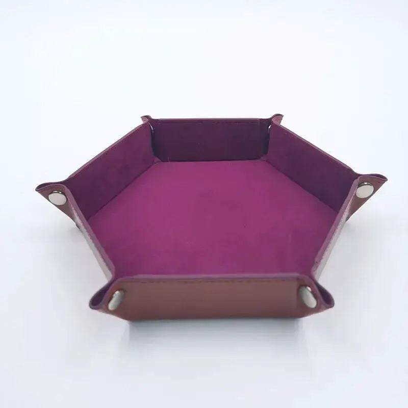 Folding Hexagon Dice Tray With Leather Velvet Mat Storage - ToylandEU