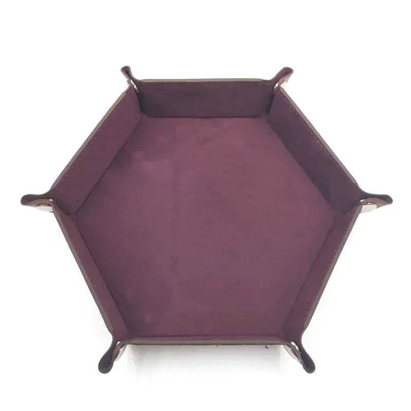 Folding Hexagon Dice Tray With Leather Velvet Mat Storage - ToylandEU
