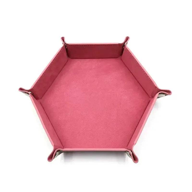 Folding Hexagon Dice Tray With Leather Velvet Mat Storage - ToylandEU