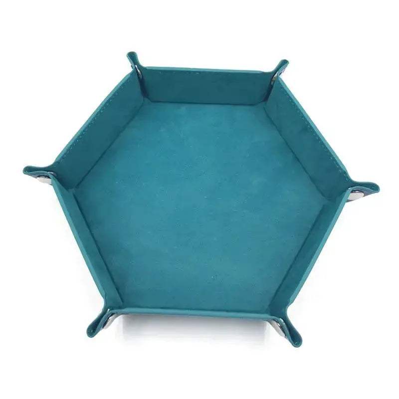 Folding Hexagon Dice Tray With Leather Velvet Mat Storage - ToylandEU