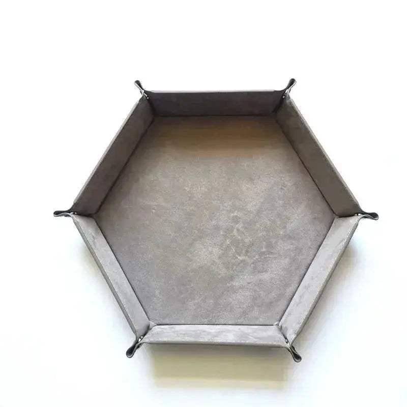 Folding Hexagon Dice Tray With Leather Velvet Mat Storage - ToylandEU