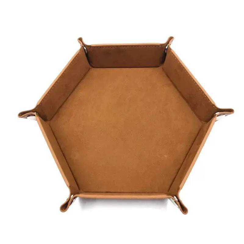 Folding Hexagon Dice Tray With Leather Velvet Mat Storage - ToylandEU