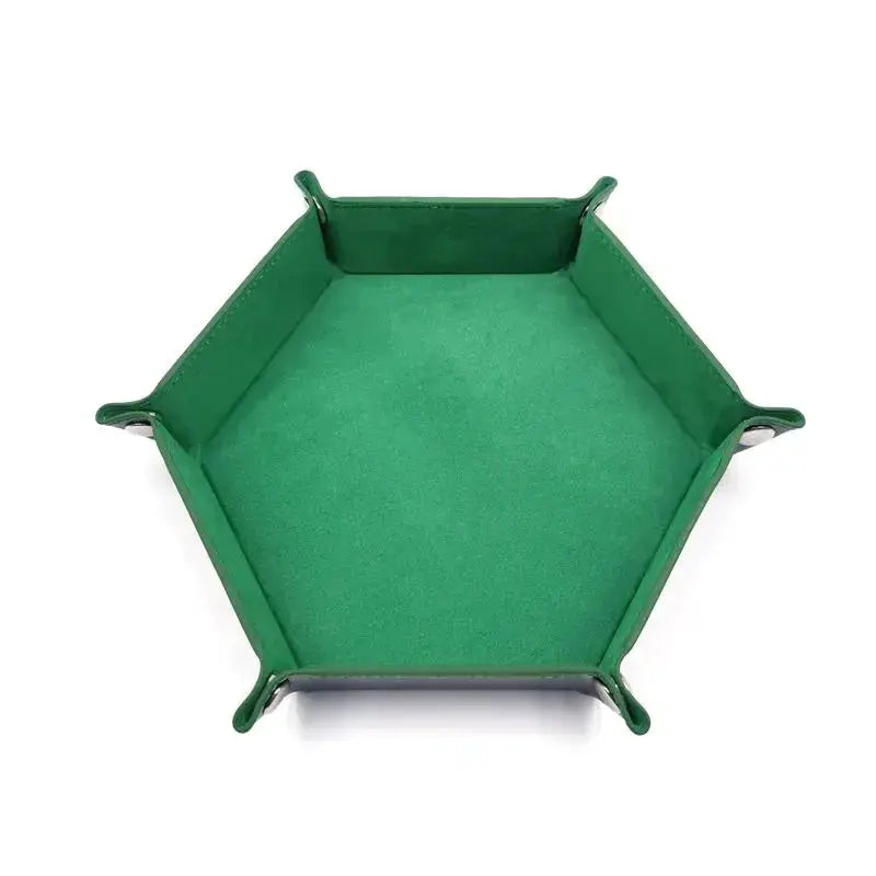 Folding Hexagon Dice Tray With Leather Velvet Mat Storage - ToylandEU