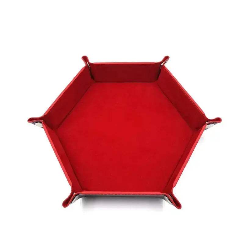 Folding Hexagon Dice Tray With Leather Velvet Mat Storage - ToylandEU