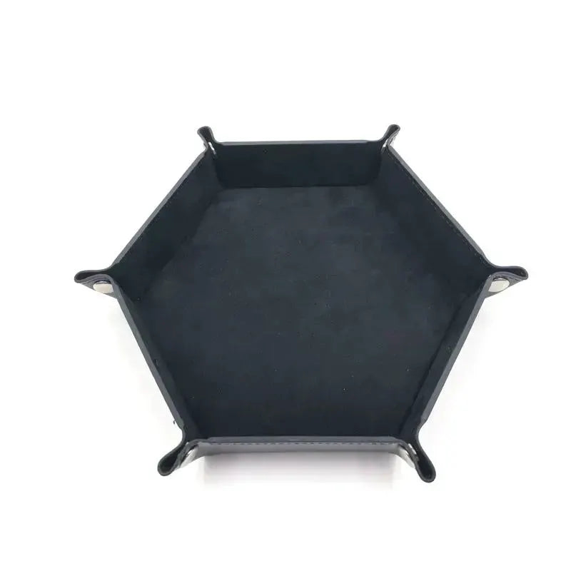 Folding Hexagon Dice Tray With Leather Velvet Mat Storage - ToylandEU