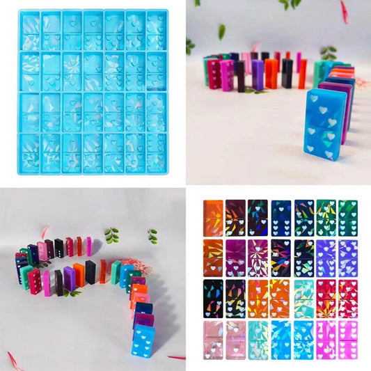 Food Grade Silicone Mold Domino Heart Shaped Holographic DIY - ToylandEU