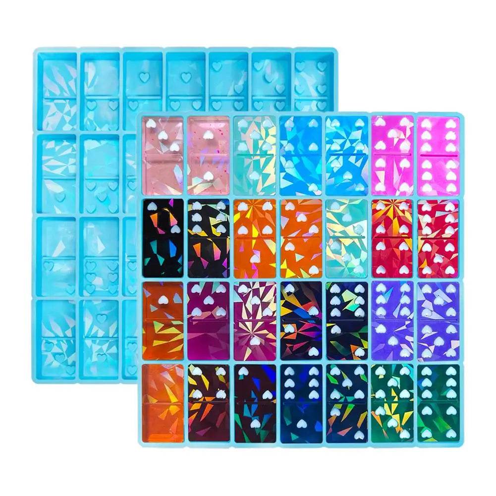 Food Grade Silicone Mold Domino Heart Shaped Holographic DIY - ToylandEU