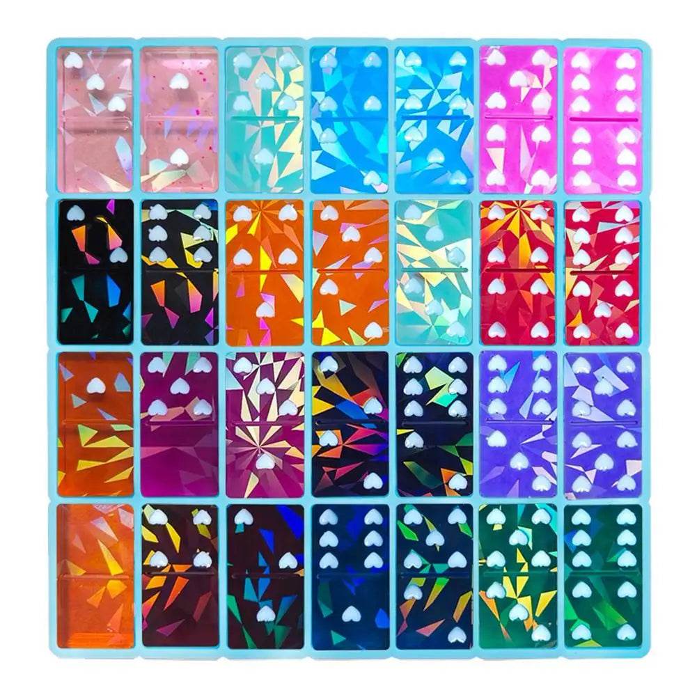 Food Grade Silicone Mold Domino Heart Shaped Holographic DIY - ToylandEU