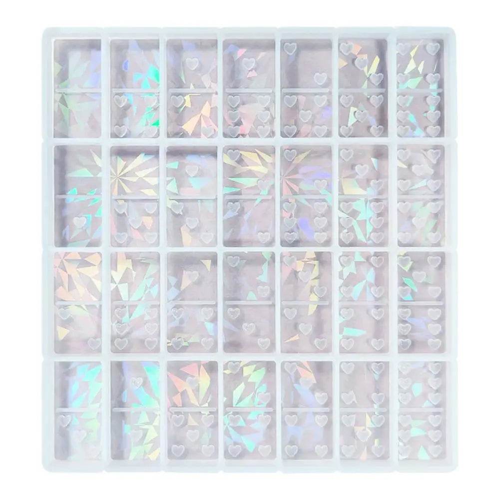 Food Grade Silicone Mold Domino Heart Shaped Holographic DIY - ToylandEU